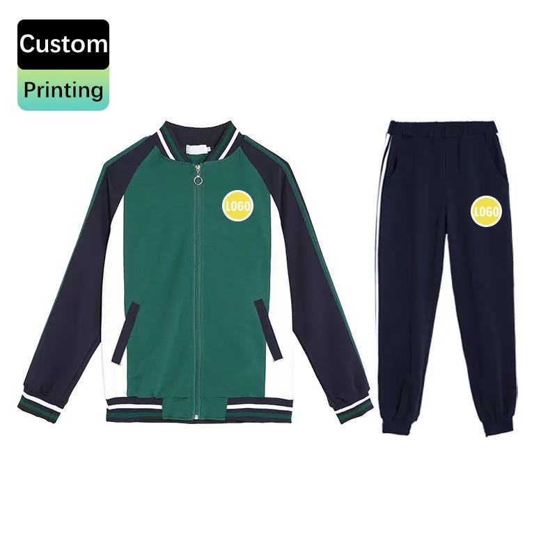 Groothandel Hoge Kwaliteit Custom Design Print School Uniform Adult Kids School Kleding 3 Stuks Sport Trainingspakken