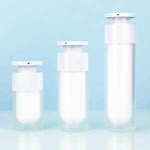 Customized logo Cosmetic Airless Lotion <b>Bottle</b> 15ml 30ml 50ml Essence Press <b>Bottle</b> White Frosted Airless <b>Pump</b> <b>Bottle</b> - Product Image 1