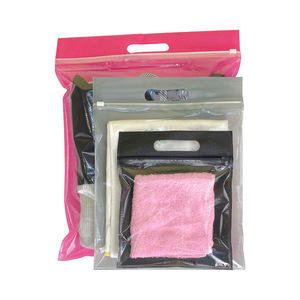 In Logo Nắp Kéo Poly Pe T-Shirts Túi Xử Lý Frosted Dây Kéo Nhựa Bao Bì Zip Khóa Túi Cho Quần Áo Với Xử Lý - Product Image 4