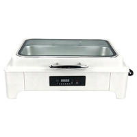 Chauffe-Plat Électrique 9L pour Buffet d'Hôtel, Plat de Présentation en Acier Inoxydable Noir pour Mariages et Banquets de Noël