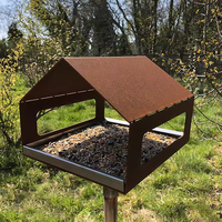 JH-Mech Mangeoire à oiseaux en métal réglable en hauteur Mangeoire à oiseaux en métal Plaque amovible résistante aux intempéries Support pour oiseaux en métal