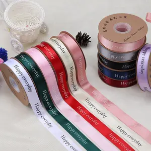 China factory custom logo gold and silver foil silk satin ribbon printing