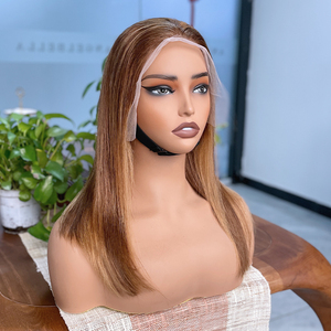 Peluca Bob Ombre con reflejos, cabello humano liso 4/27 <span class=keywords><strong>rubio</strong></span> miel, pelucas Bob con encaje frontal, cabello humano, peluca Bob corta con encaje frontal HD 13x4 - Product Image 2