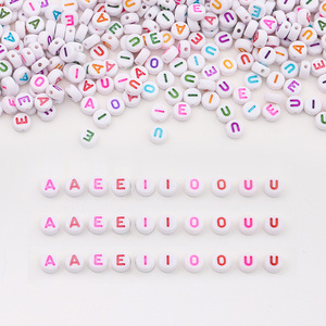 Vowel Letter <b>Bead</b> Best Selling 7x4mm White Acrylic Alphabet <b>Beads</b> for DIY Fashion Jewelry <b>Plastic</b> Lucite <b>Beads</b> - Product Image 2