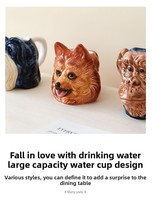 Mug à café en porcelaine sous glaçure, thème animaux de dessin animé 3D peints à la main, style nordique, pour enfants, cadeau, directement de l'usine.