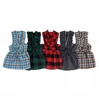 Vente en gros de jupes classiques à carreaux imprimées toutes saisons, design princesse, bleu, marron, noir, accessoires pour chiens et chats, polyester écologique