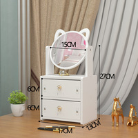 Joli organisateur de maquillage détachable pratique avec miroir de maquillage bureau en bois organisateur de tiroir commode mallette de rangement