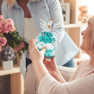Preserved Rose Forever Flower in Glass Angel Figurines Fresh Flowers for Delivery <b>Prime</b> for Mom Real Roses for Sister Wife - Product Image 4