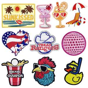 Nouveau patch thermocollant brodé pour vêtements, sacs à dos et chapeaux, motifs été, plage, golf, planche de surf, coq, soleil, vague, tortue - Product Image 2