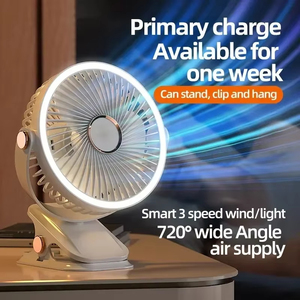 Ventilateur de bureau rechargeable portable avec clip, ventilateur de plafond électrique, ventilateur de camping avec lumière LED, refroidisseur d'air à clipser - Product Image 5