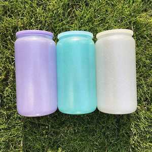 Verres à boire élégants de 16 oz, en verre à sublimation avec paillettes brutes, avec couvercle en plastique et paille - Product Image 3
