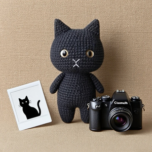 Kit per un gatto all'uncinetto fatto <span class=keywords><strong>a</strong></span> mano, grazioso gatto lavorato <span class=keywords><strong>a</strong></span> maglia in filato di cotone, tutorial video per regalo e decorazione per la casa, kit fai da te per un gatto all'uncinetto - Product Image 4