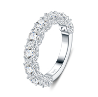 Soldes Fabricant en Stock Bague de Mariage Moissanite Demi-Éternité Empilable en Argent Sterling 925 pour Femme Certificat GRA