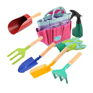 מותאם אישית צבעוני גינון יד כלים לילדים כלול 5pcs כלי עם עץ יד ואחסון תיק