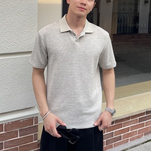 เสื้อโปโลถักคลาสสิกสำหรับผู้ชาย ผ้าโพลีเอสเตอร์ เรยอน สแปนเด็กซ์ ระบายอากาศได้ดี แขนสั้น คอปก เหมาะสำหรับฤดูร้อน สไตล์ลำลองทางธุรกิจ - Product Image 3