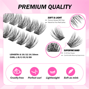 Precio de fábrica, logotipo personalizado, pestañas postizas de doble capa hechas a <span class=keywords><strong>mano</strong></span> con banda ancha en forma de D de 8-16 mm, kit de pestañas DIY con segmentos magnéticos en caja. - Product Image 4