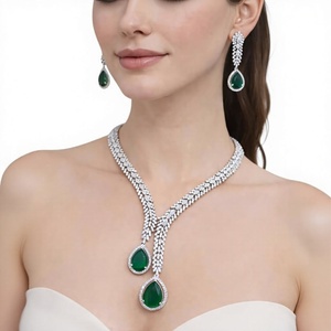 Colgante nupcial de circonita azul, chapado en plata, elegante collar de boda, regalo de cumpleaños para mujer - Product Image 1