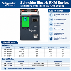 Relais électromagnétique intermédiaire Schneider Electric RXM2CB2BD 24V DC 10A 2CO 8 broches enfichable RXM2CB RXM4CB avec socle de type prise - Product Image 2