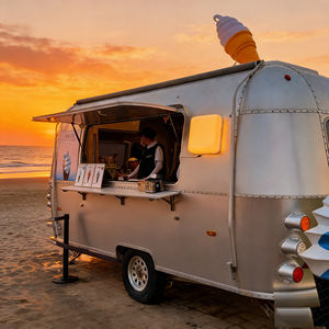 รถเข็นอาหารพับได้ ประหยัดพื้นที่ ระดับเชิงพาณิชย์ พร้อมพื้นที่เก็บของเพิ่มเติม สำหรับร้านกาแฟและธุรกิจขายของเคลื่อนที่กลางแจ้ง - Product Image 2