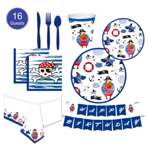 YOT Set per Festa di Compleanno a Tema <span class=keywords><strong>Pirata</strong></span>, Bellissime Decorazioni in Carta, Stoviglie Monouso 27x23x10cm, per 16 Persone - Product Image 2