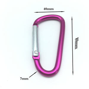 Mosquetón de aleación de aluminio <span class=keywords><strong>en</strong></span> forma de <span class=keywords><strong>D</strong></span> de 8cm, gancho de alambre de 7mm de espesor, mosquetón elegante y duradero para aventuras al aire libre - Product Image 2