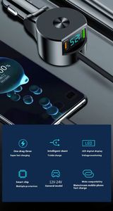 3-in-1 PD Car Charger 75W <b>USB</b> Fast <b>Charging</b> Retractable Type <b>C</b> <b>Cable</b> 100W Smart QC3.0 Short Circuit Mobile Phone Charger 5V/2A - Product Image 5