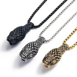 Retro punk หัวงูไทเทเนียมเหล็กสร้อยคอผู้ชายแฟชั่นเฉพาะอย่างยิ่งhopไม่จางจี้ผู้ผลิต<span class=keywords><strong>จุด</strong></span>ขายตรง - Product Image 4