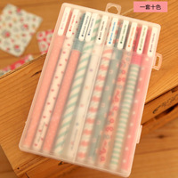 Soododo – Lot de 10 stylos gel aquarelle, motif petites fleurs fraîches, pointe de 0,38 mm, multicolores, encre à base d'eau, corps en plastique