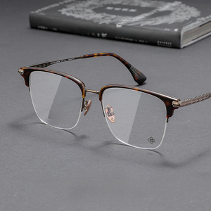 Monture de lunettes large effet écaille de tortue, semi-cerclée, pour myopie - Product Image 2