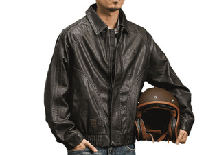 Blouson <span class=keywords><strong>d</strong></span>'<span class=keywords><strong>hiver</strong></span> <span class=keywords><strong>d</strong></span>écontracté en cuir PU pour homme, coupe oversize, avec logo frontal, coupe-vent - Product Image 3