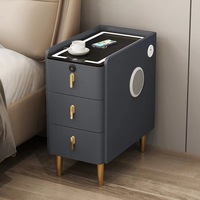 Table de chevet Source Factory avec lumière 3 couleurs + recharge sans fil + USB + haut-parleur Bluetooth, idéale pour les chambres à coucher et les petits espaces