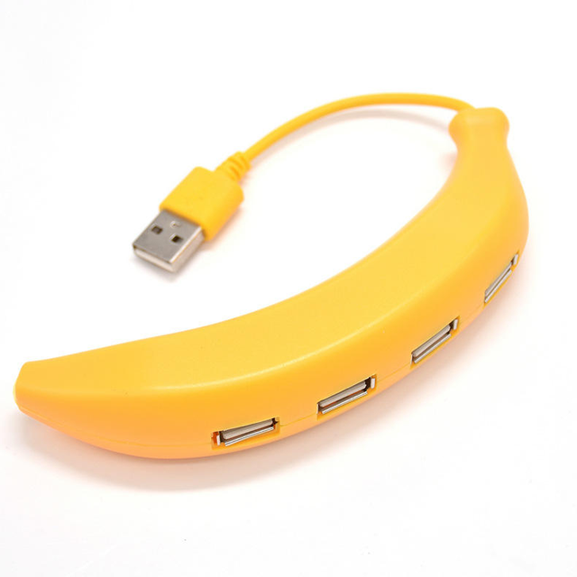 Factory Wholesale Banana Design USB Hub 4-Port USB 2.0 Mini Hub with Cable Adapter Laptop PC Socket Pattern Splitter in Stock