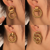 Boucles d'oreilles surdimensionnées plaquées or 18 carats EH159, boucles d'oreilles en acier inoxydable, bijoux d'oreille tendance pour femmes, mode de luxe