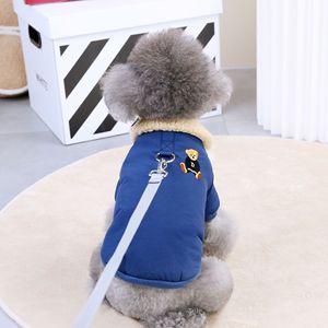 INS Pet <b>Cat</b> and Dog Thick Warm Bear Embroidered Fur Collar Jacket, Dog <b>Clothes</b>, Teddy Winter Cotton Coat - Product Image 5