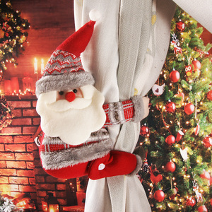 Sujetador de cortina navideño de dibujos animados, Papá Noel, muñeco de nieve, reno, de felpa, para ventana del hogar, decoración de escena navideña - Product Image 1