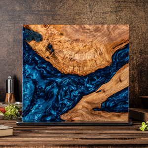Nouveau Bloc Magnétique <span class=keywords><strong>à</strong></span> <span class=keywords><strong>Couteaux</strong></span> en Résine et Bois, <span class=keywords><strong>Support</strong></span> Magnétique pour <span class=keywords><strong>Couteaux</strong></span> en Bois Noyer Solidifié et Résine Bleue avec Base en Acier Inoxydable et EVA - Product Image 2