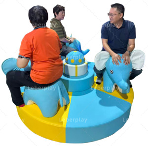 Leber thương mại điện tử bé voi vui vẻ chơi tròn mềm băng chuyền cưỡi sân chơi trong nhà khung thép 3-12 tuổi - Product Image 3