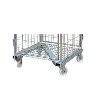 Conteneur de stockage pliable et verrouillable Vallink en treillis métallique robuste, galvanisé à chaud, capacité 500 kg, roues de 4/5 pouces