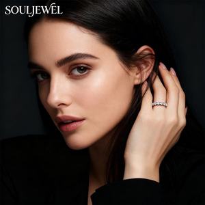 Bague d'éternité de luxe en argent sterling 925 avec moissanite certifiée GRA, coupe cercle complet, alliance de mariage, bague de promesse, rhodiée - Souljewel - Product Image 5