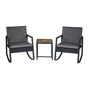 For Outdoor Balcony Porch Garden Backyard Lawn <b>Furniture</b> Set 3 <b>Wicker</b> Rocking <b>Furniture</b> Set - PE Rattan Bistro Set - Product Image 4