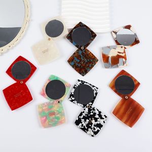 <span class=keywords><strong>Miroir</strong></span> de maquillage portable personnalisé en acétate, mignon, carré, pour retouches, style européen et américain pour femmes - Product Image 2
