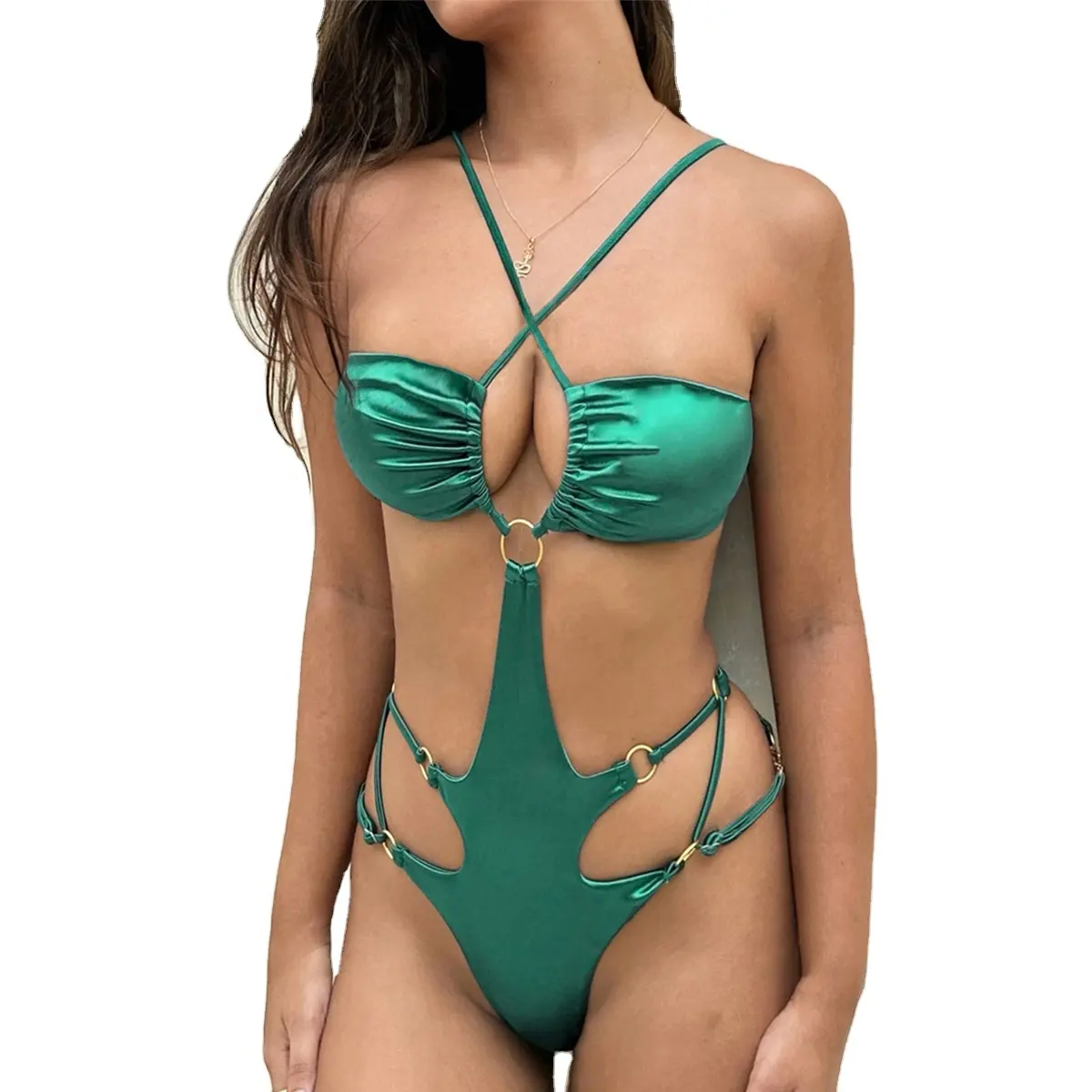 Sexy scava fuori bikini costumi da bagno un pezzo fasciatura bikini beachwear costume da bagno donna bikini 2023