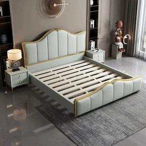 Muebles de dormitorio de madera de lujo modernos, camas suaves con funda, marco de cama doble con lado King, mesas auxiliares, diseño de conjunto completo cómodo - Product Image 5
