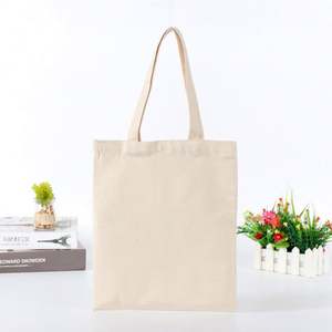 Sacs de courses réutilisables de haute qualité, pas chers, en toile de coton blanche unie - Product Image 5