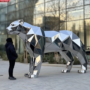 <span class=keywords><strong>Sculpture</strong></span> géométrique creuse en acier inoxydable YOUFINE, motif léopard, pour espace commercial, place publique, décoration métallique - Product Image 5