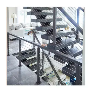Kit sistem tensioner perlengkapan pagar kabel Vertikal horizontal baja tahan karat aluminium logam untuk teras dek luar ruangan