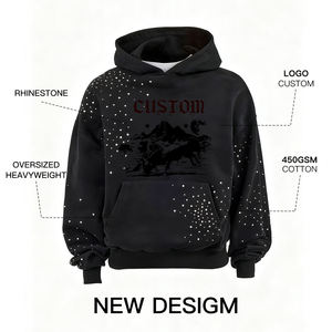 Sudadera con Capucha Corta de Estilo Camuflaje con Estampado Digital, Lavada Vintage, Talla Grande, 480 GSM, Algodón Preencogido, Gruesa, con Pedrería, para Hombre - Product Image 3