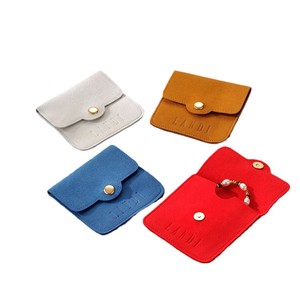 Custom Logo Microfiber Suede Velvet Packaging Pocket Jewelry Bag <b>Small</b> Arc Gift Jewelry Snap Pouch With Metal Buckle - Product Image 3