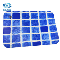 Bâche de piscine pour enfants en PVC renforcé Water Crown, bleu océan, anti-UV, écologique, durable, accessoire de piscine extérieur personnalisé