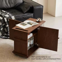 Table basse MAXKY moderne de luxe en bois massif avec chariot de rangement, taille personnalisable, noir/blanc, meuble de salon mobile